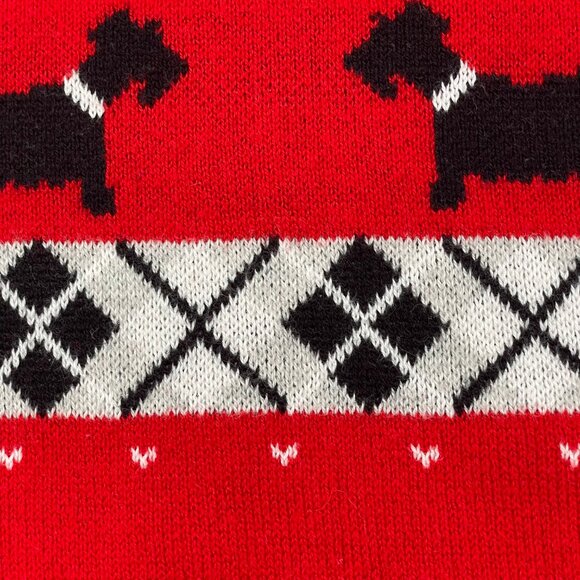 Charter Club Sweater Scottie Dogs Argyle Print Red Scottish Terrier Men Sz Large - Picture 12 of 12